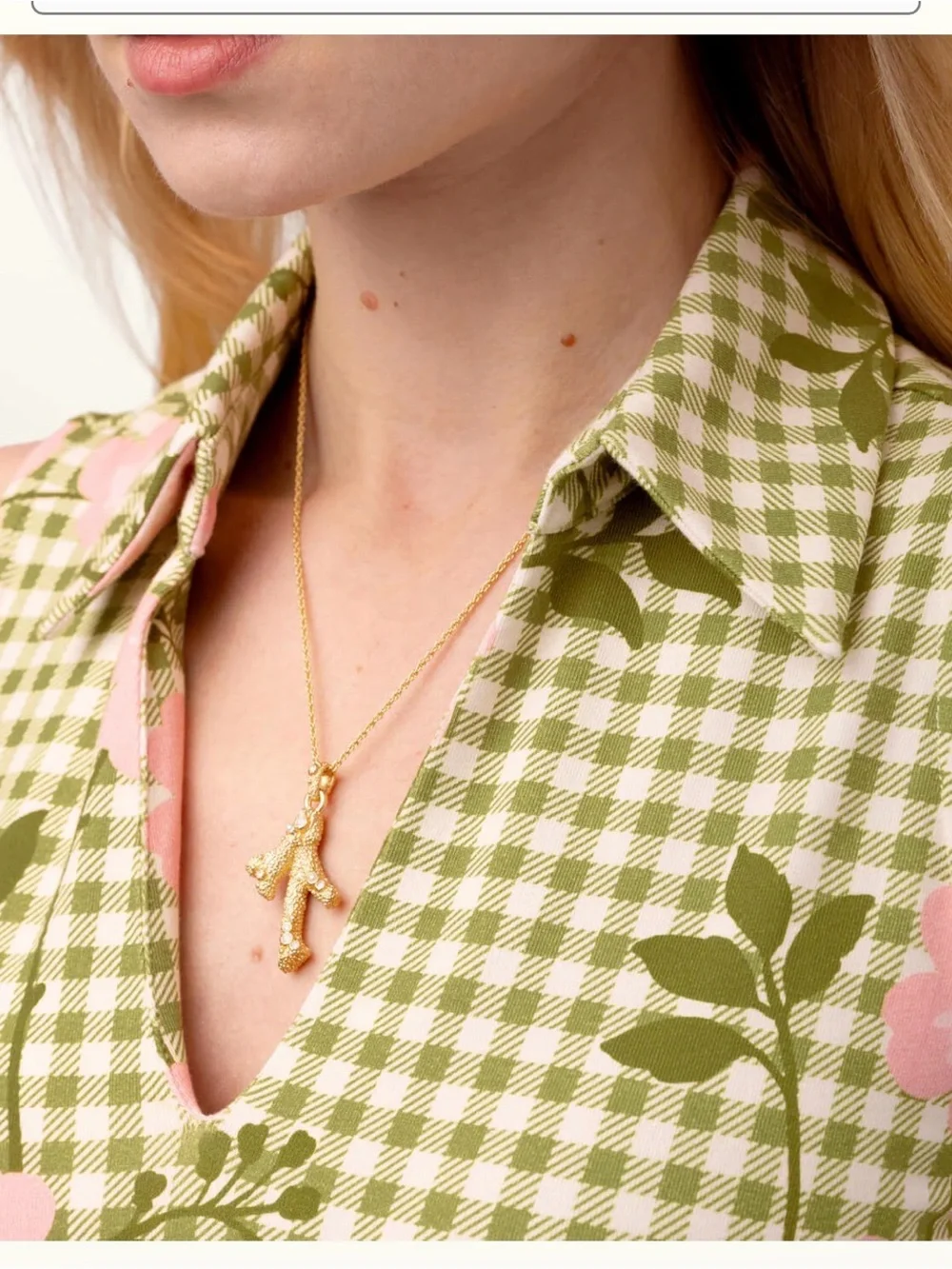 Spartina 449 Green Gingham Dress with Pink Floral Print - Picture 2 of 7